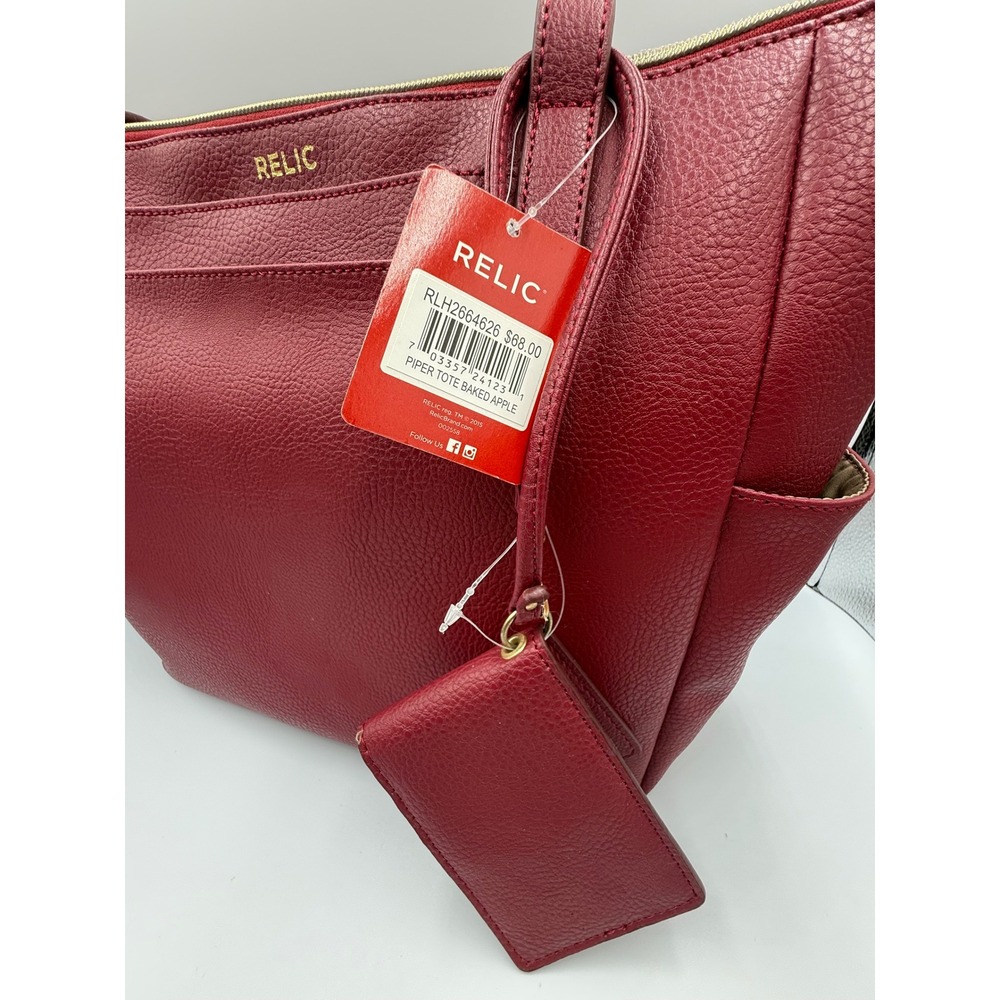 Relic Piper Tote Bag Womens Baked Apple Red Pebbled Faux Leather NWT SKU1827 - Picture 2 of 7